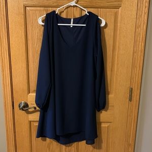WORN ONCE Navy off the shoulder long sleeve dress
